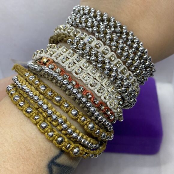 💛 Rhinestone& Rope Adjustable Bracelet - Picture 1 of 3